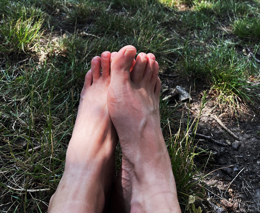 Feet in a park